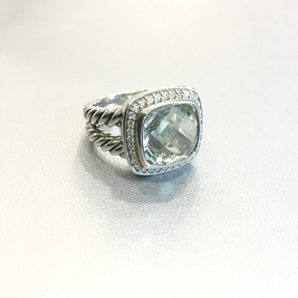 DAVID YURMAN ALBION 11MM PRASIOLITE DIAMOND RING
